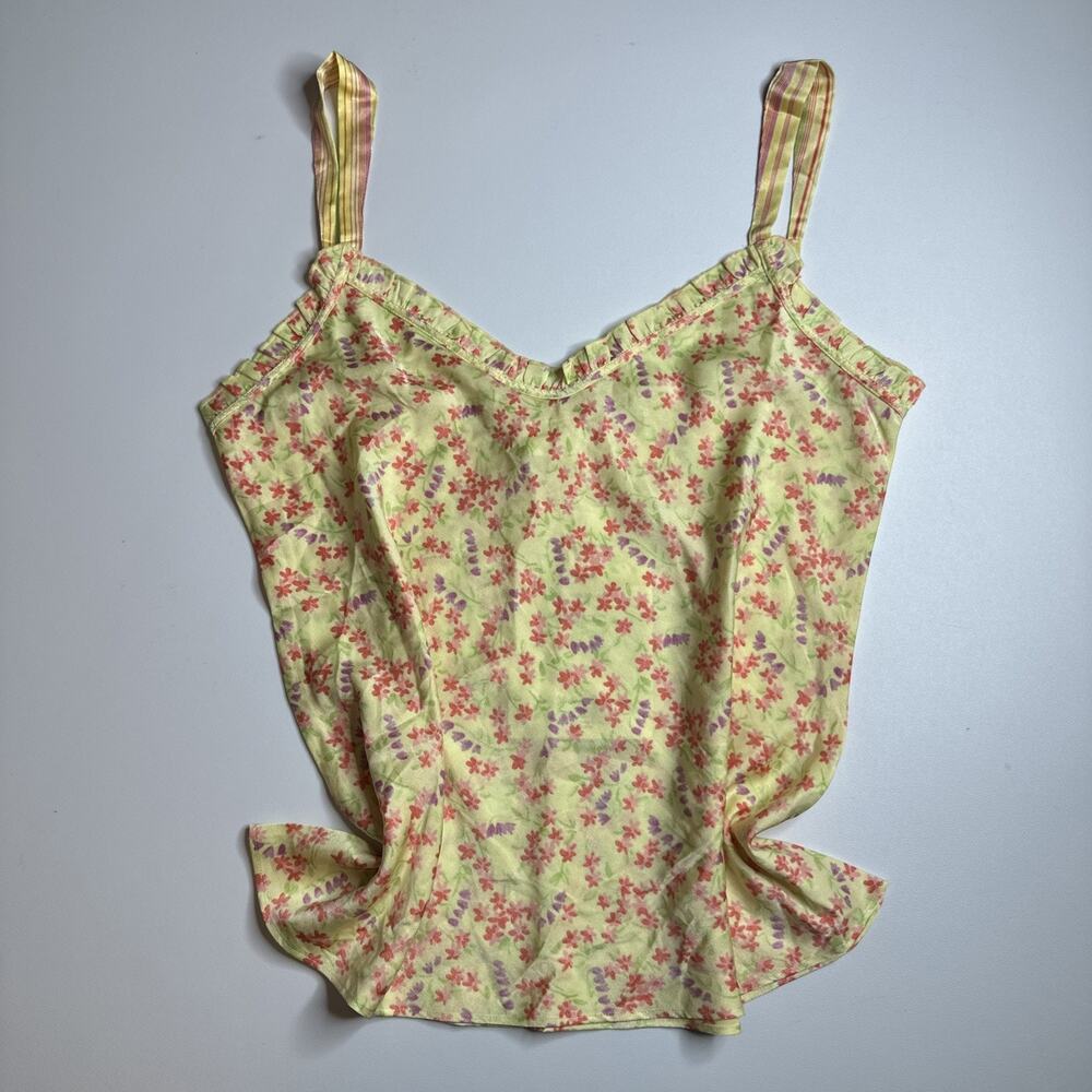 Vintage Cabernet Sleepwear Womens Medium Yellow Floral Nightie Adjustable Straps